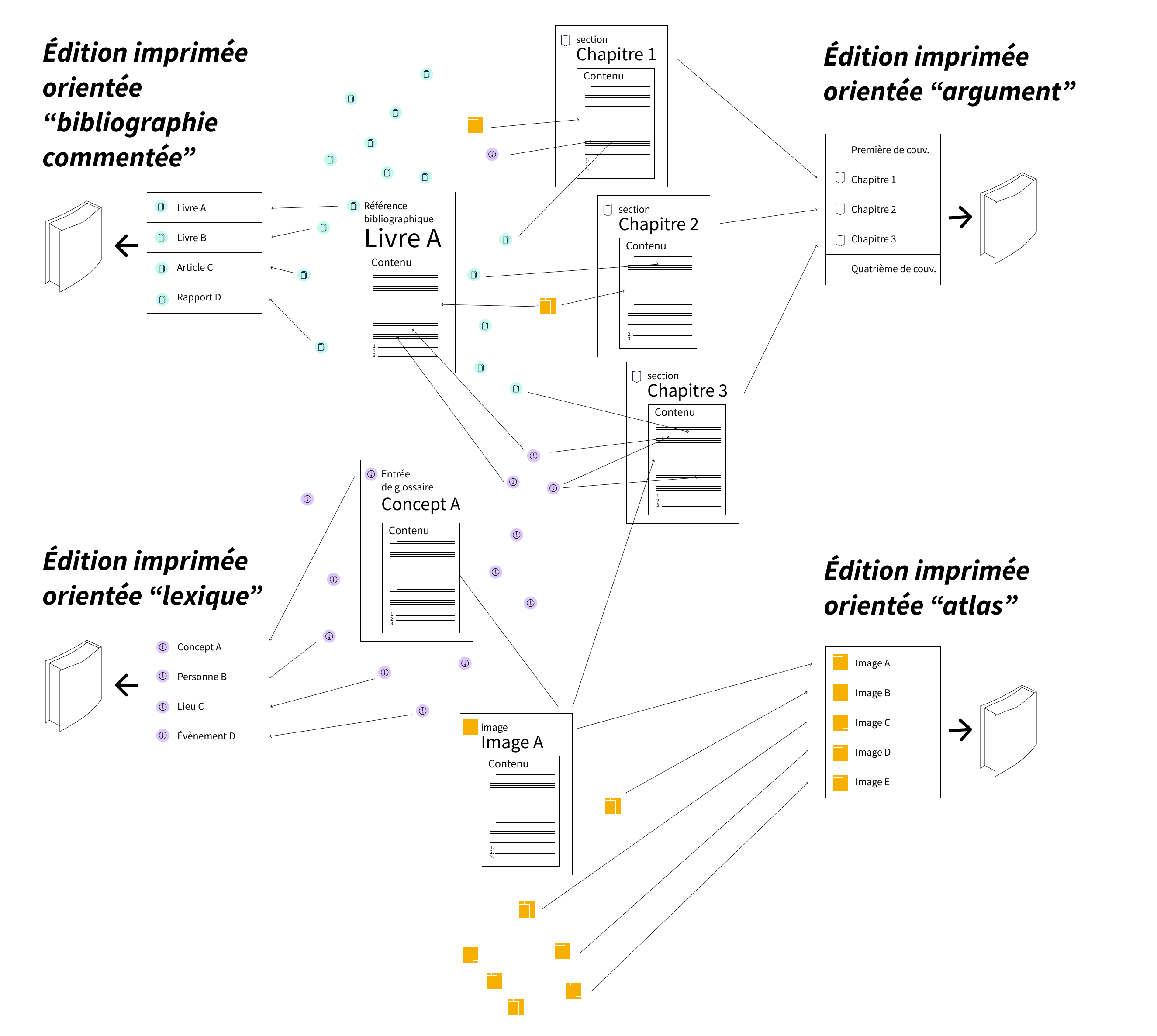 Exemples de stratégies d'édition possibles à partir du modèle utilisé par Ovide
